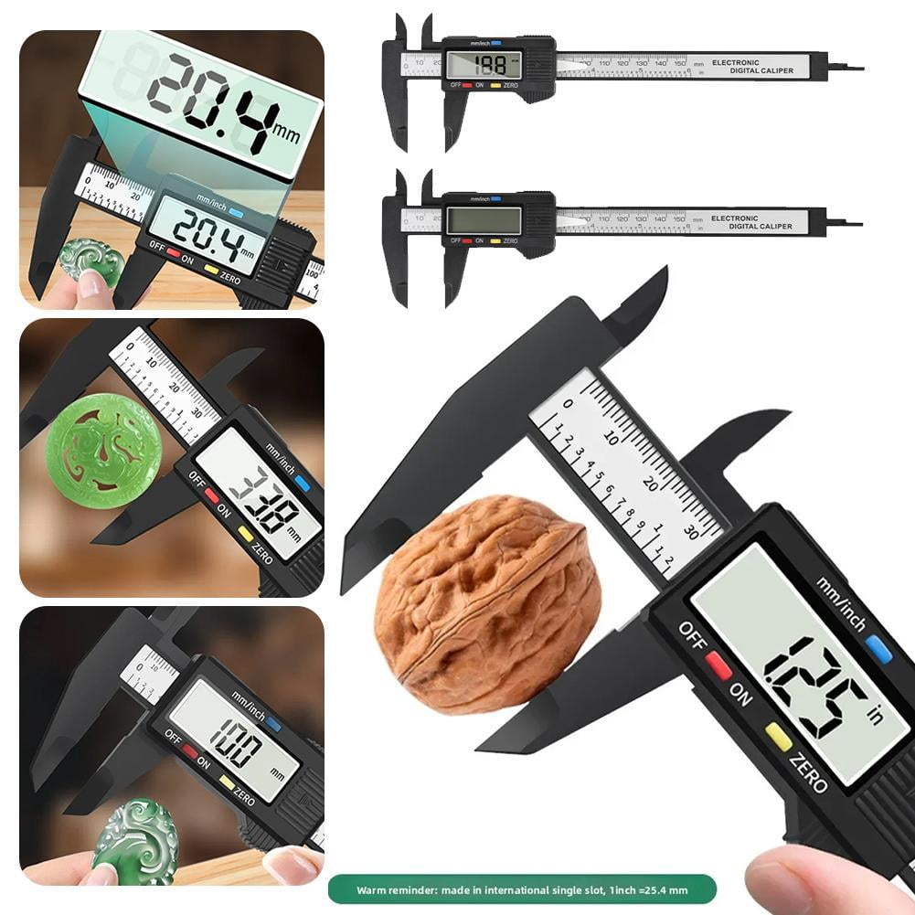 Digital Caliper 150mm 6 Inch High Precision Carbon Fiber Electronic Vernier Caliper 3 in 1 Measuring Tool Large LCD Screen Lightweight Non Marring for Jewelry Crafts