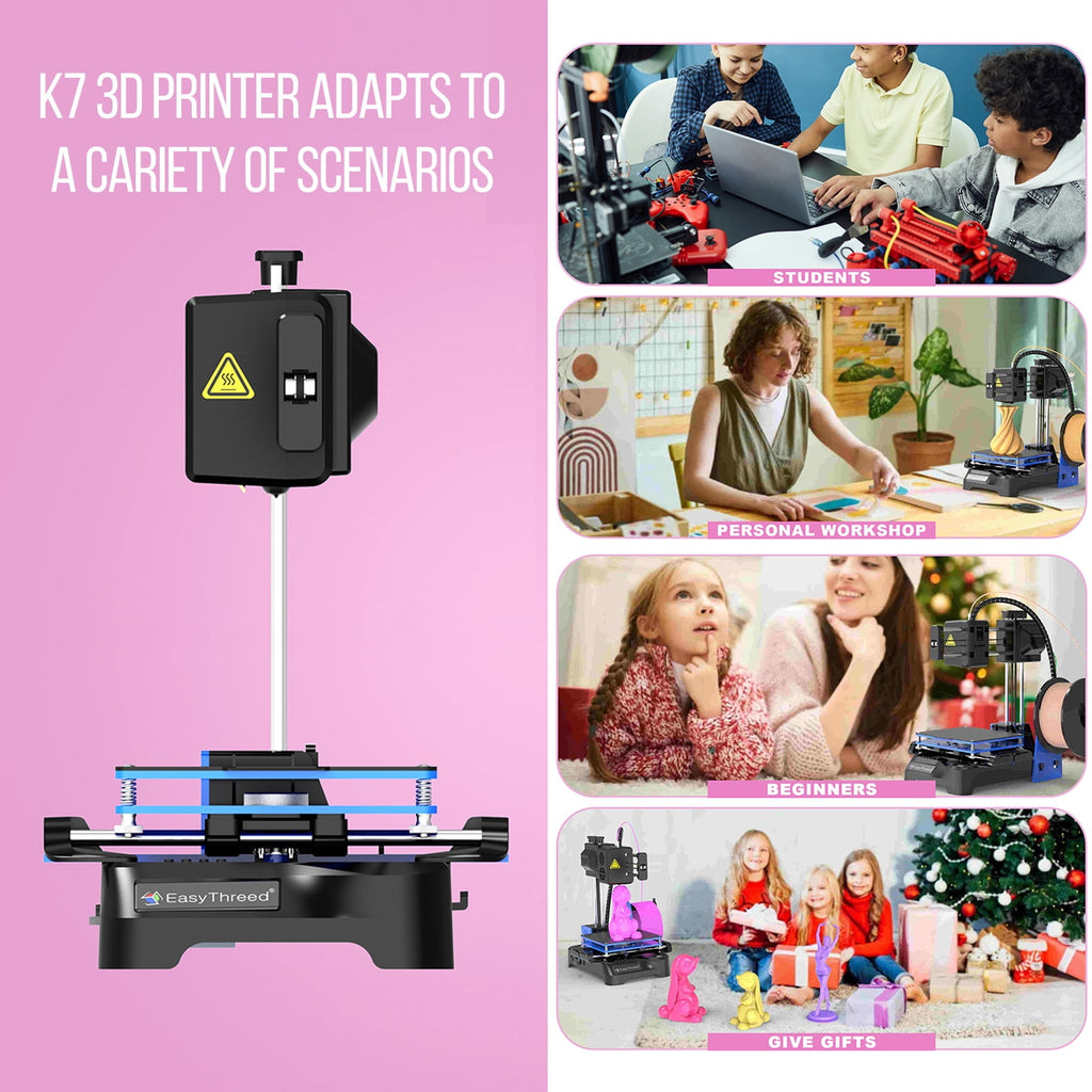EasyThreed K7 3D Printer High Precision Desktop Mini 3D Printing Machine for Kids Teens Beginners Student, Print Size 100x100x100mm