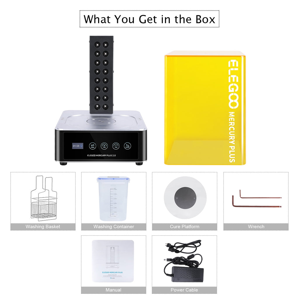 ELEGOO Mercury XS Bundle with Separate Washing and Curing Station for Resin 3D Printed Models Yellow