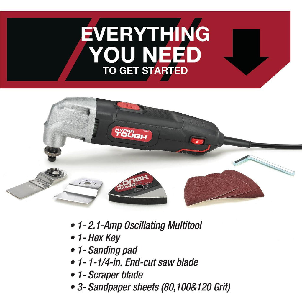 Hyper Tough 2.1 Amp Corded Oscillating Multi-Function Tool with Variable Speed and Accessories