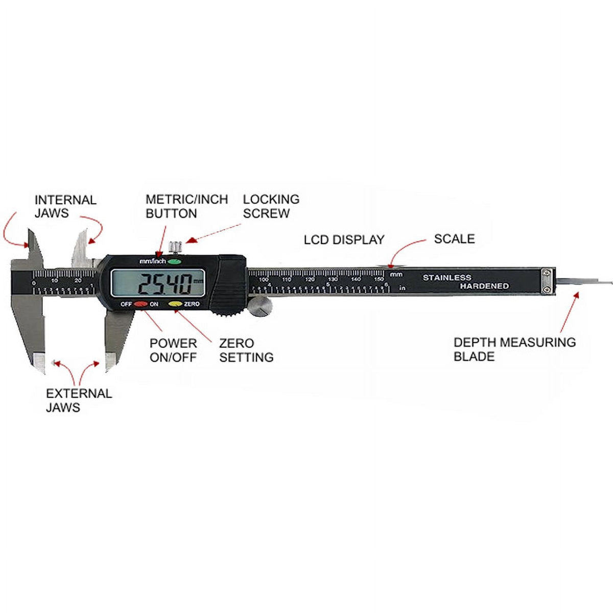 6" Digital Electronic Caliper Vernier Lcd Stainless Jewelry Gauge Labs Hobby