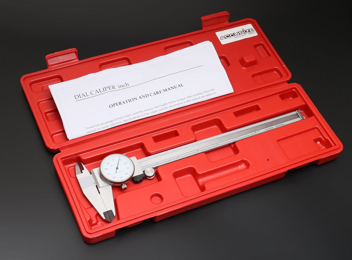 Accusize 0-12 inch by 0.001 inch Precision Dial Caliper, Stainless Steel, in Fitted Box, P920-S212