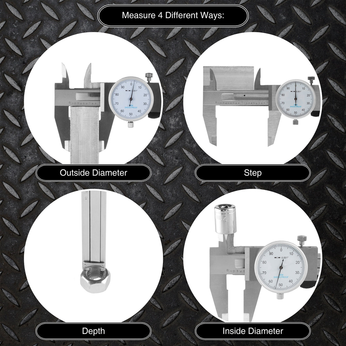 Stalwart Stainless Steel Dial Caliper, 0-6 In Range, Shock Proof Tool with Plastic Carry Case