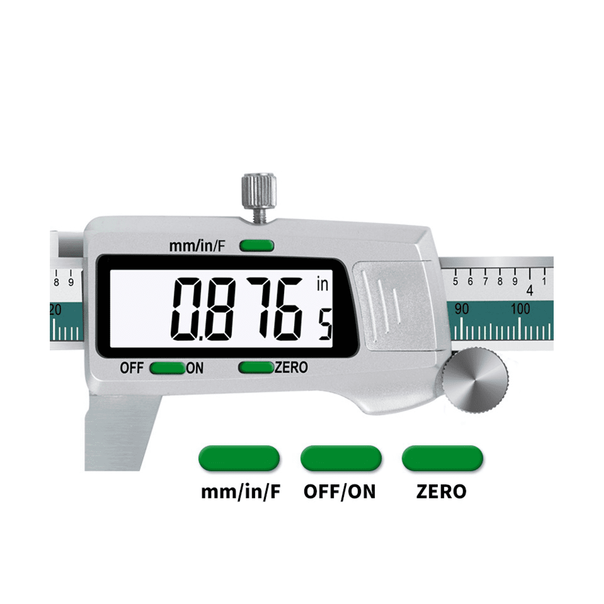 ET50 Spelling Stainless Steel Vernier Calipers with Fractions with Metal Digital Mixed Score Display