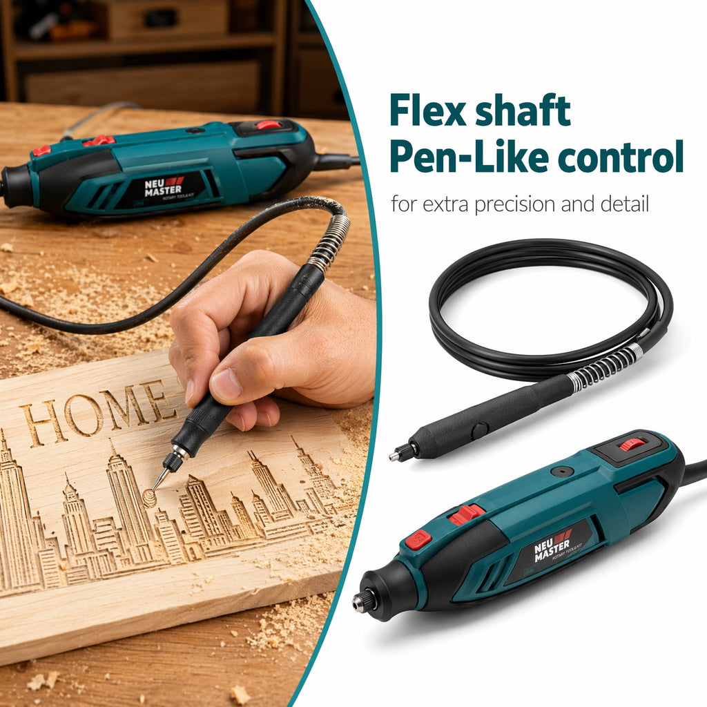 NEU MASTER 160W Rotary Tool Kit with 132 Accessories, 6 Variable Speed 10000-38000 RPM Electric Rotary Tool, Multipurpose Power Tool for Grinding, Polishing, Cutting, Drilling, Carving & Sanding
