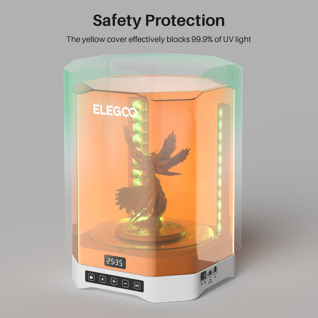 ELEGOO Mercury XS Bundle with Separate Washing and Curing Station for Resin 3D Printed Models Yellow