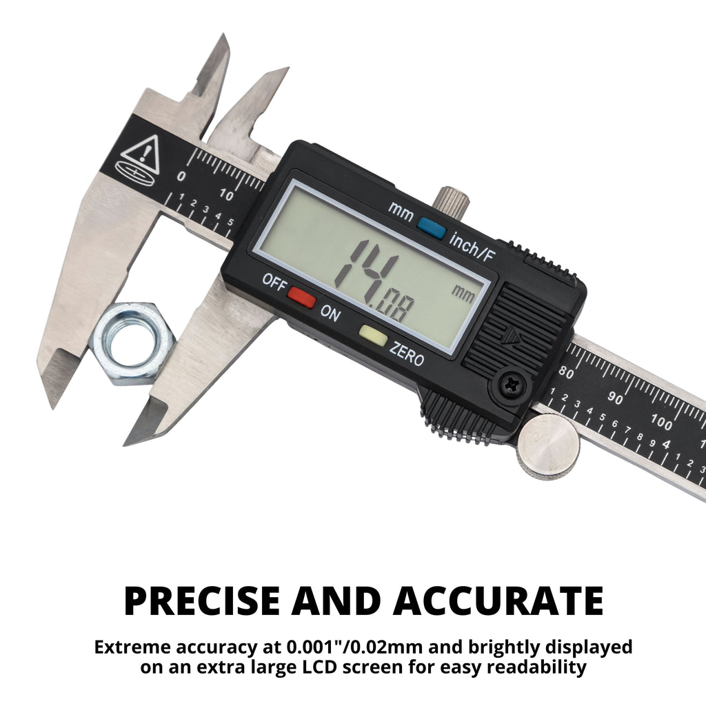NEIKO 01407A Electronic Digital Caliper Measuring Tool, 0-6 Inches Stainless Steel Construction with Large LCD Screen Quick Change Button for Inch Fraction Millimeter Conversions, Digital Caliper Me