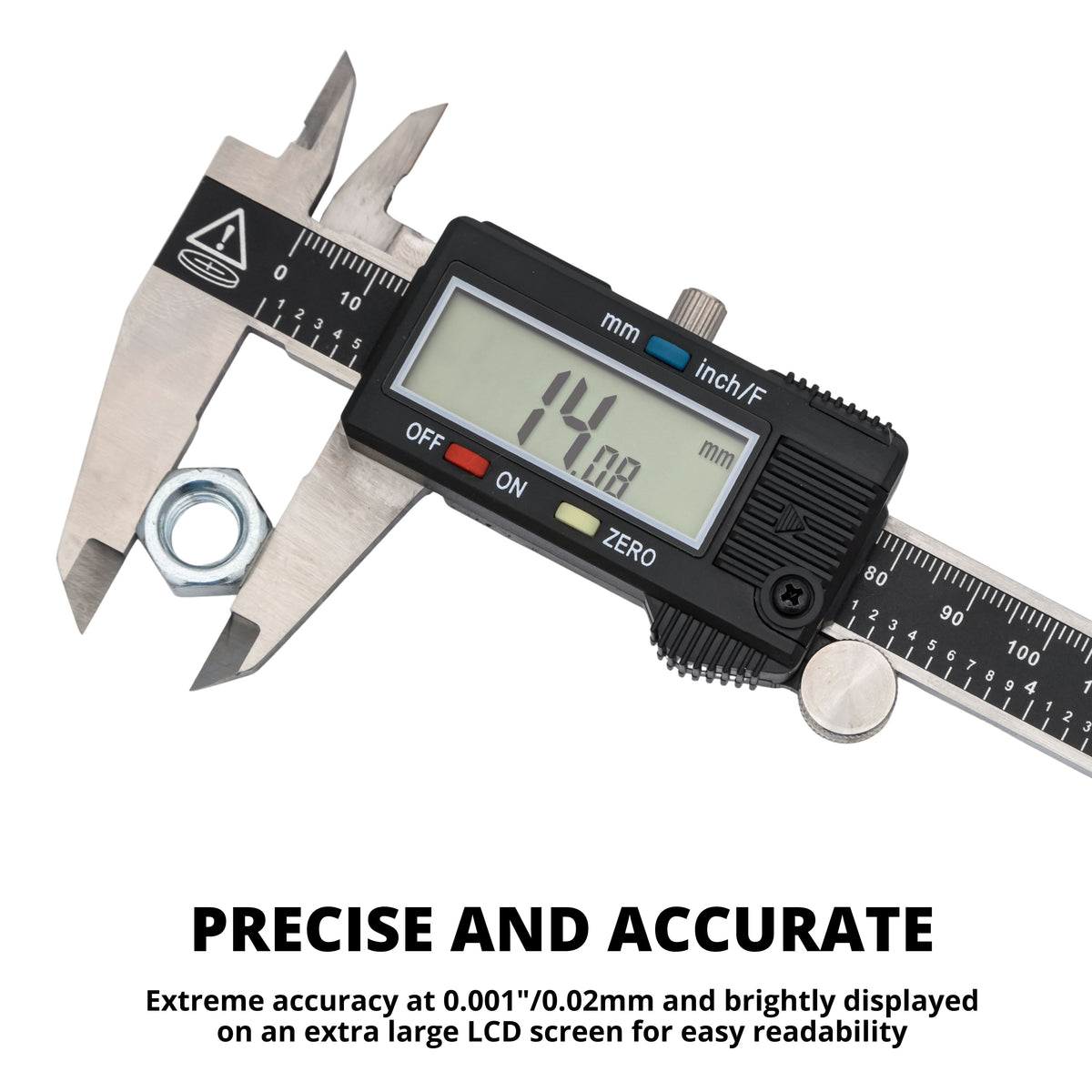 NEIKO 01407A Electronic Digital Caliper Measuring Tool, 0-6 Inches Stainless Steel Construction with Large LCD Screen Quick Change Button for Inch Fraction Millimeter Conversions, Digital Caliper Me