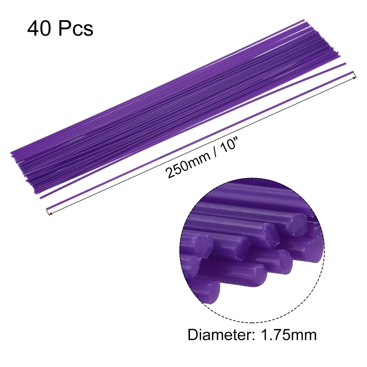 Uxcell PLA Filament Refills for 3D Printing Pen 10inch Length 40pcs Purple