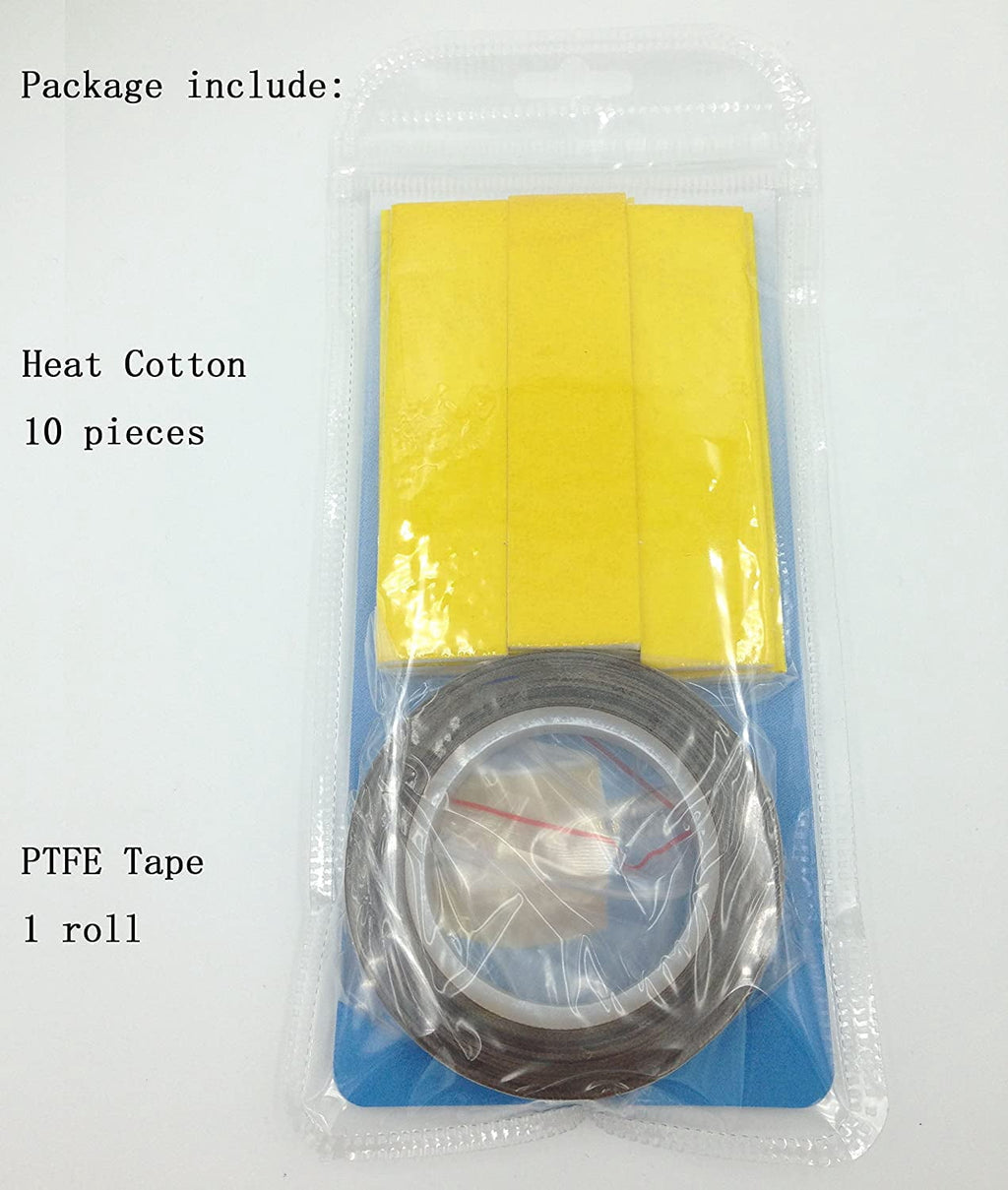 kweiny Heat Insulation Cotton 10PCS and PTFE High Temp Tape for 3D Printer Makerbot Hotend