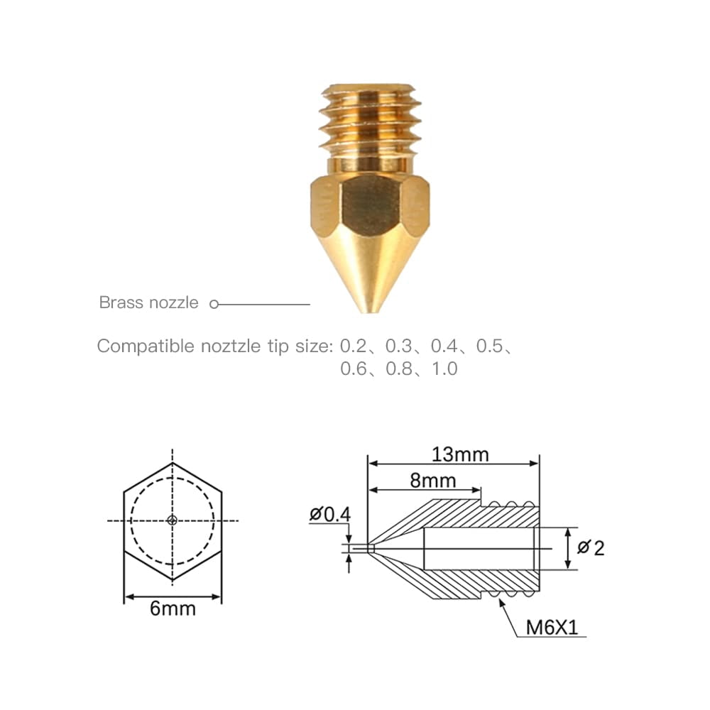 Creality Official MK8 Nozzles 24 Pcs 3D Printer Brass Nozzles Kit with Wear Resistance for Ender-3/Ender-5/CR-10 Series 3D Printers High Hardness 0.2/0.3/0.4/0.5/0.6/0.8/1.0mm Nozzles Kit