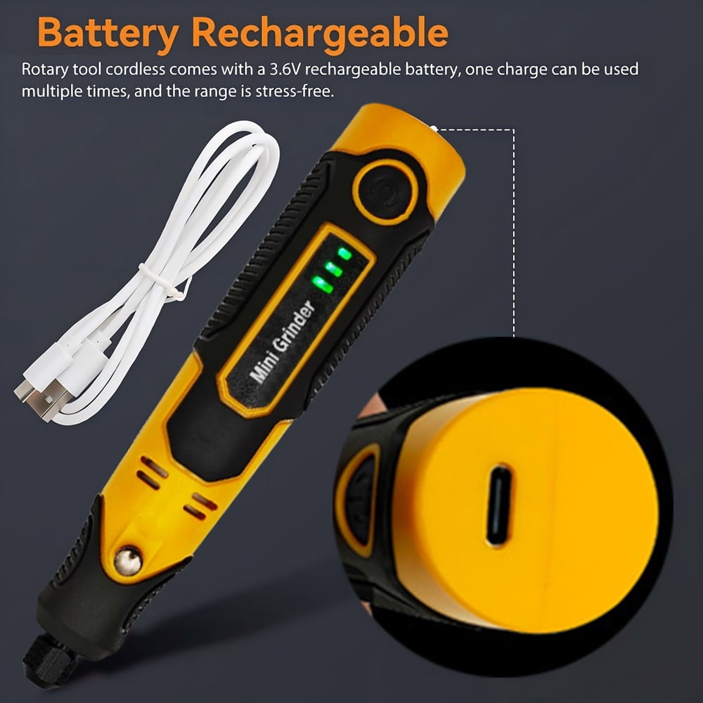 INTELIVE 57pcs Cordless Rotary Tool, Polishing Grinder Tool Kit, 3-Speed Electric Grinder Set, Multi-Purpose Rotary Tool for Sanding Polishing Drilling Etching Engraving Cutting Jewelry DIY