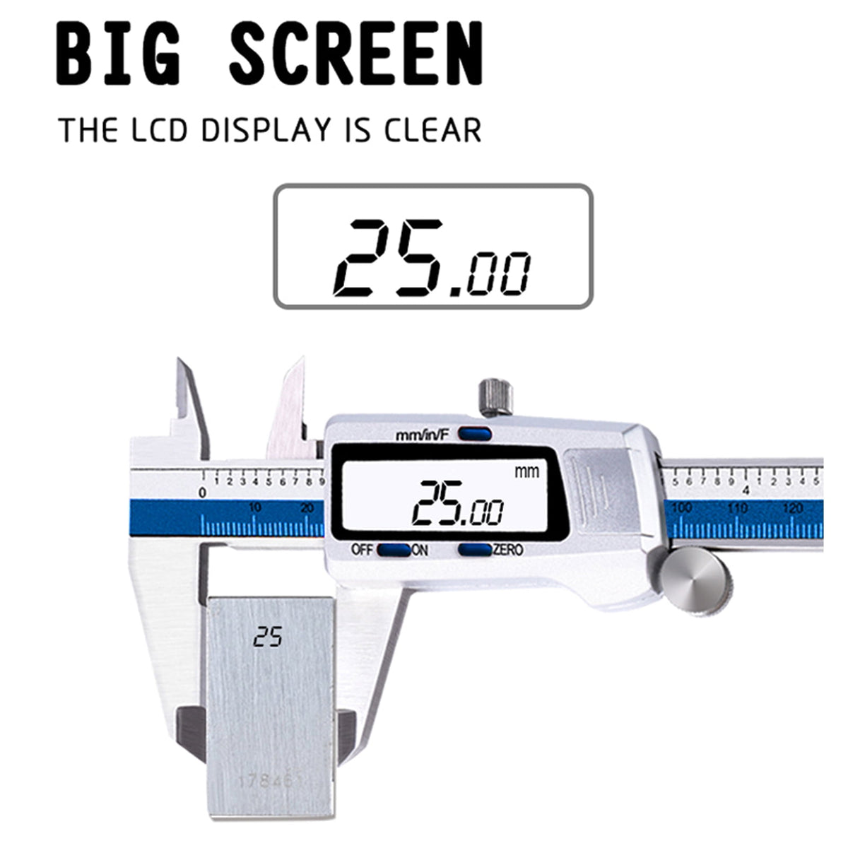 Electronic Digital Caliper Stainless Steel Slide Caliper Measuring Tool Electronic Micrometer Caliper With Large LCD Screen 3 Measurement Units Switchable