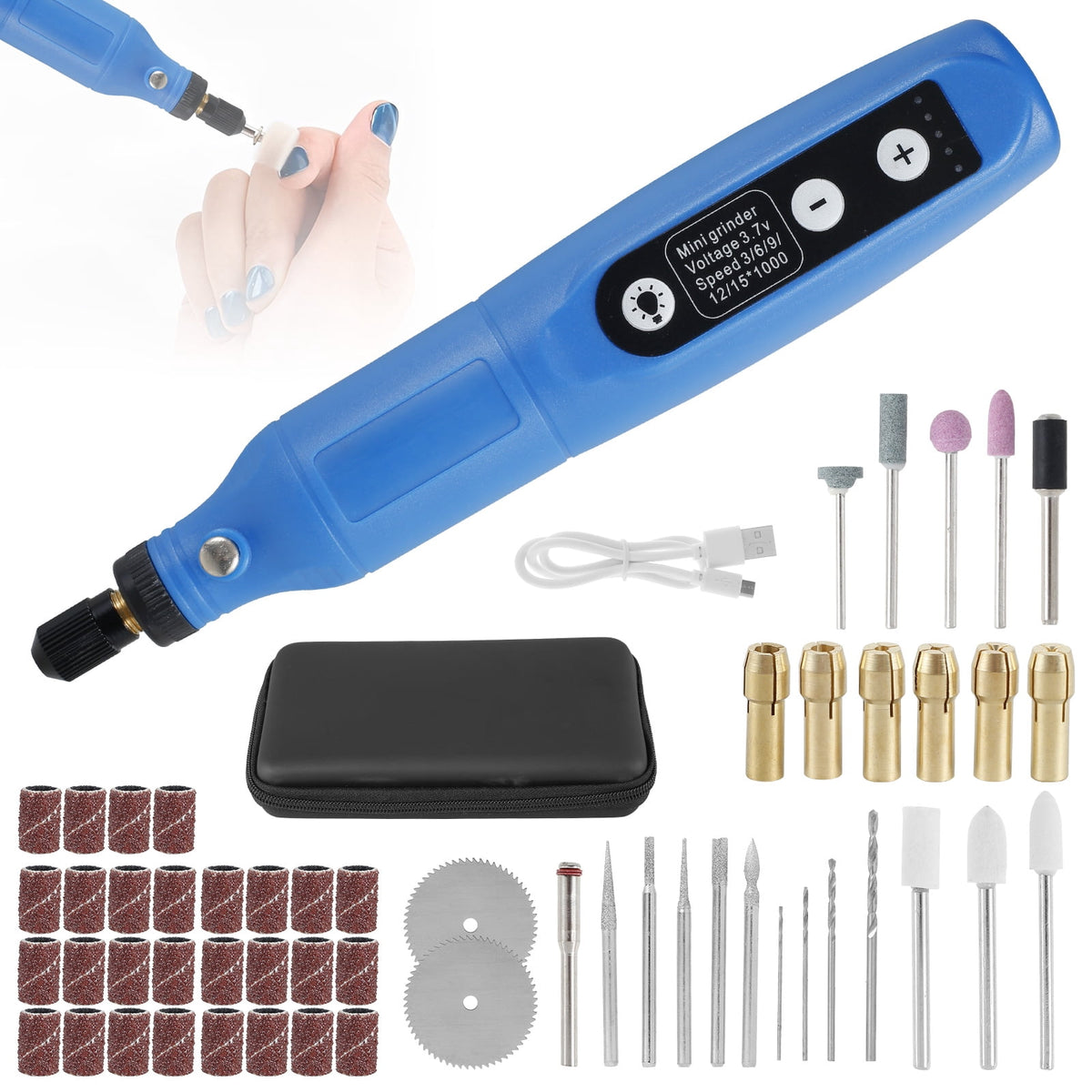 BUTORY Cordless Rotary Tool Adjustable Speed Mini Electric Grinder Rechargeable Handheld Engraving Pen with 5 Speed and LED Light for Sanding Polishing Drilling Carving