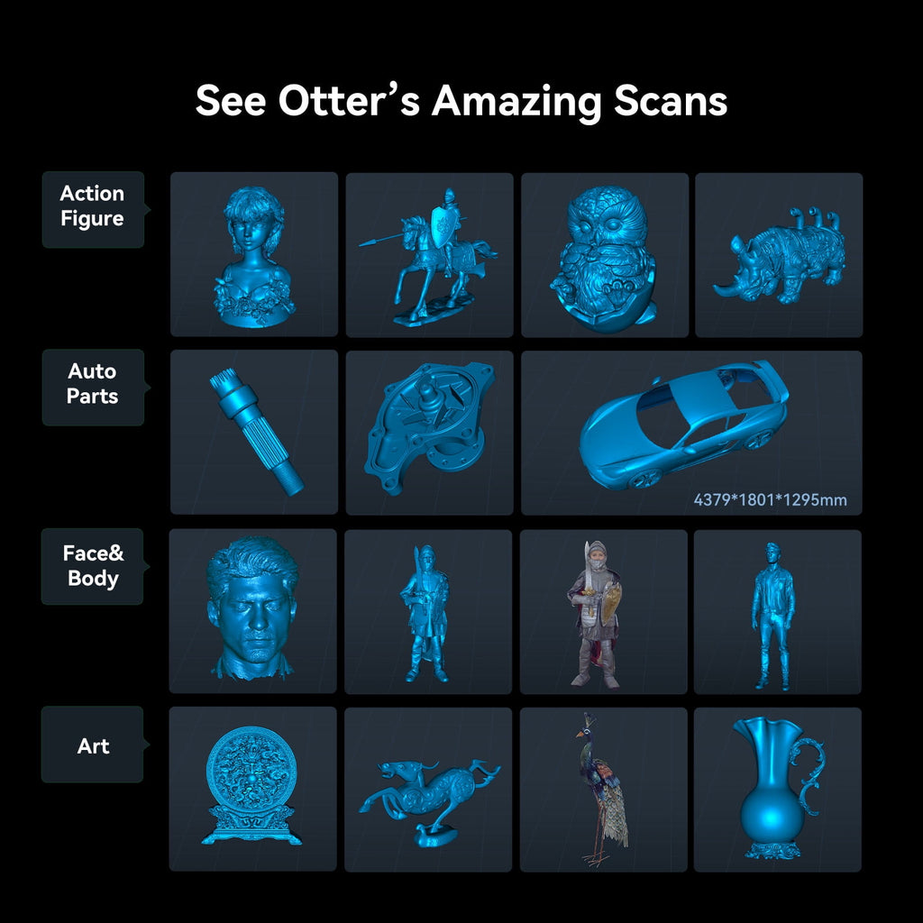 Creality CR-Scan Otter 3D Scanner Kit High Accuracy 0.02mm with 8 LED Infrared Lights 24 Bit Full-Color Scan, Noiseless, Sensitive Operation for Windows/macOS