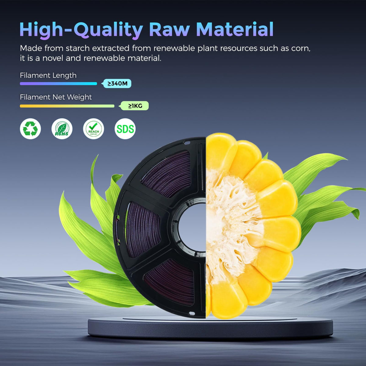 Flashforge PLA Filament 1.75mm, 1KG/2.2lbs PLA 3D Printer Filament, Blue