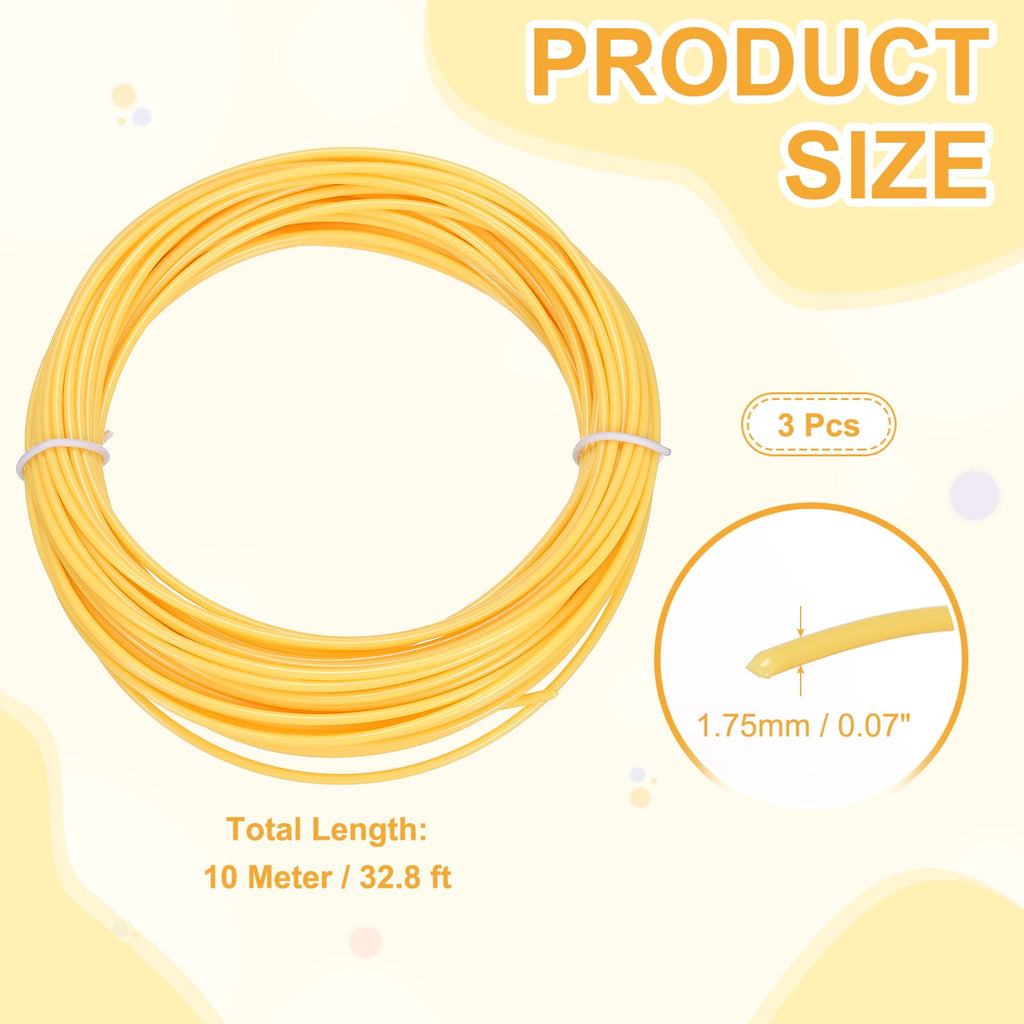 Uxcell 3D Pen Filament 3Pcs 1.75mm Total Length 196.8 Feet Yellow PLA, 3D Pen Filament Refills Low Warping, for Creating Pictures Printed Model Printing Pen