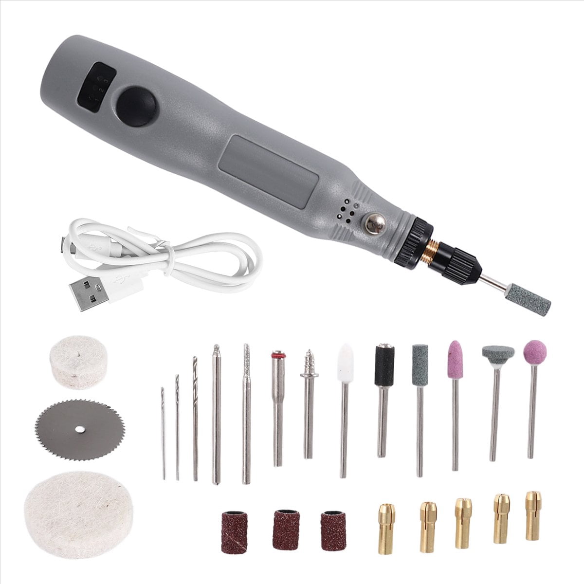 10W Hobby Craft Mini Drill Grinder Rotary Tool Set Modeling Polishing Drilling - Grey