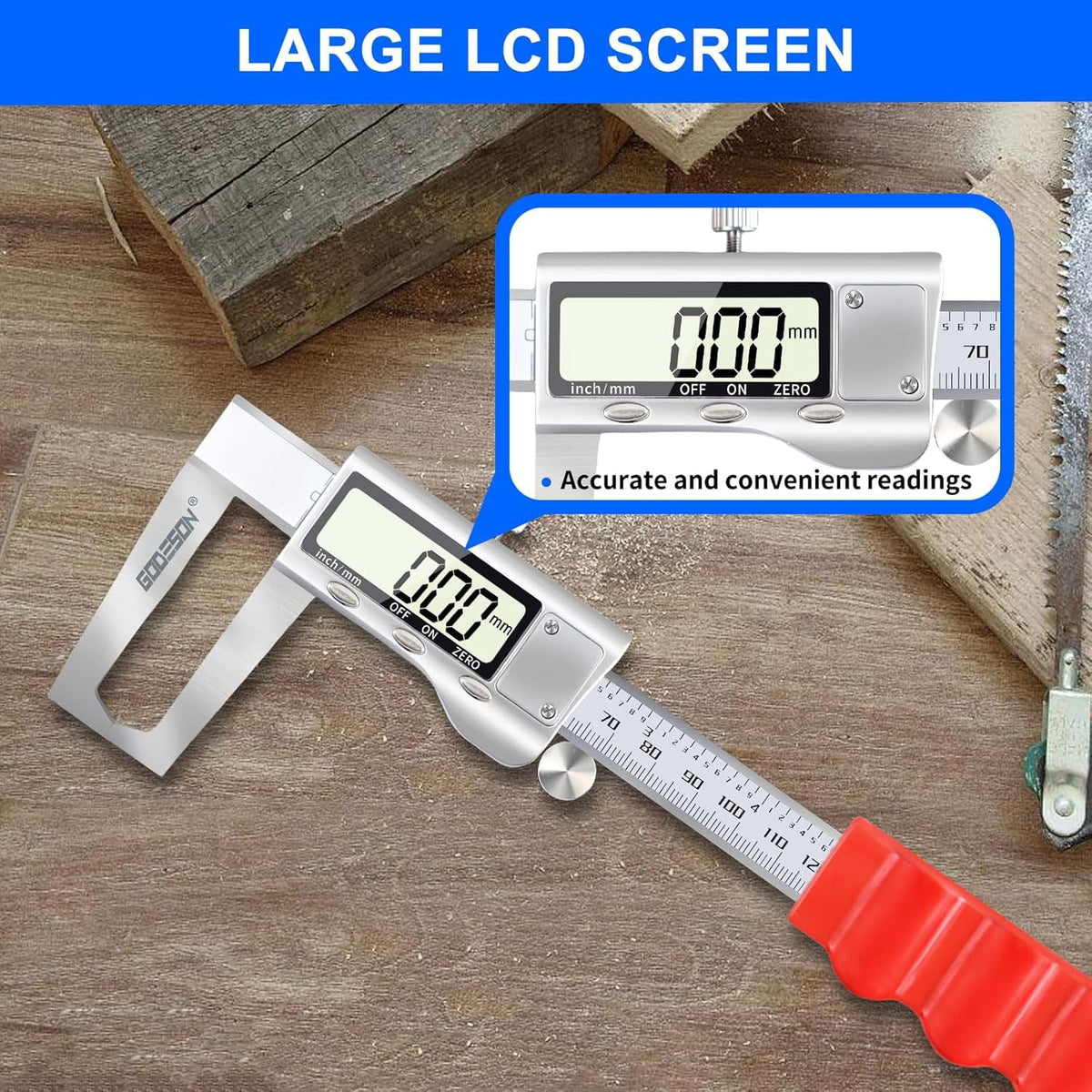 GODESON Disc Brake Rotor Micrometer,Digital Caliper Measuring Tool for Disc Brake-6 Inch/150mm,Brake Measuring Tool wtih Caliper- Inch/Metric Conversion, Brake Caliper with Stainless Steel