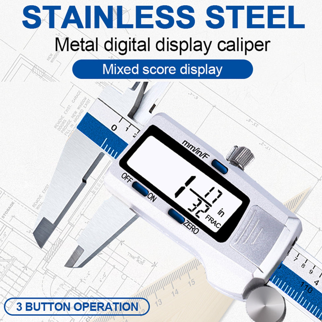 Electronic Digital Caliper Stainless Steel Slide Caliper Measuring Tool Electronic Micrometer Caliper With Large LCD Screen 3 Measurement Units Switchable