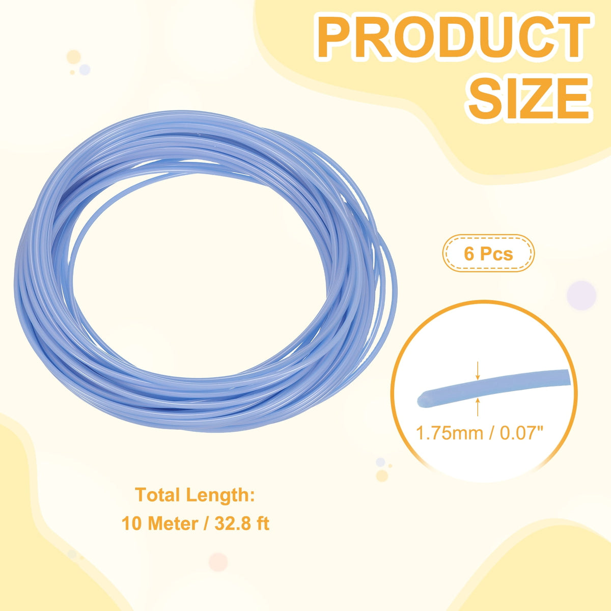 Uxcell 3D Pen Filament 6Pcs 1.75mm Total Length 196.8 Feet Fluorescent Blue PLA, 3D Pen Filament Refills Low Warping, for Creating Pictures Printed Model Printing Pen