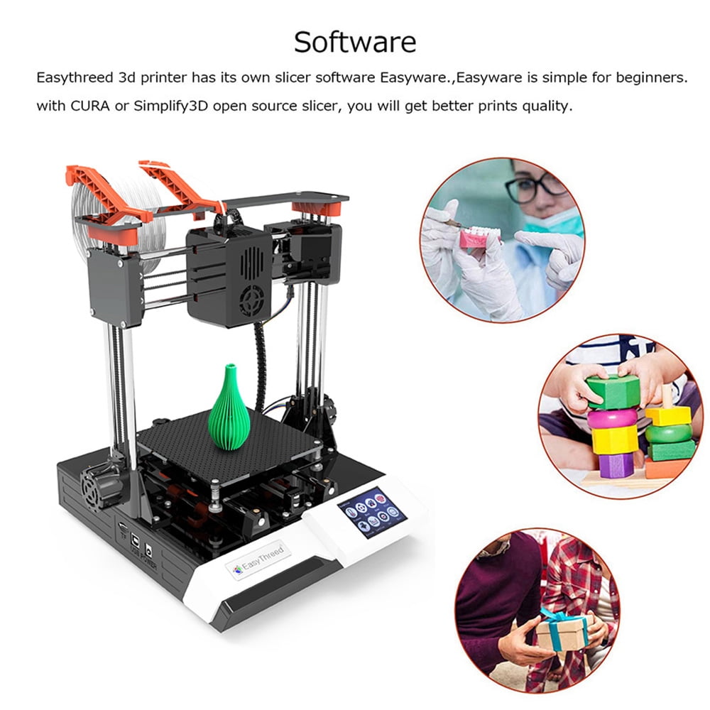 Open Box EasyThreed K6 3D Printer for Kids and Beginners, Desktop FDM 3D Printer with 2.4'' Touchscreen Control, 10m PLA Filament, Quick Assembly, Print Size 3.94x3.94x3.94in