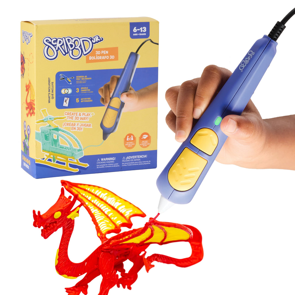 SCRIB3D Junior 3D Printing Pen Filament Refills, 2.5 mm PCL, BPA-Free & Non-Toxic, 10 Colors, 10 Spools (9.8 ft Each)