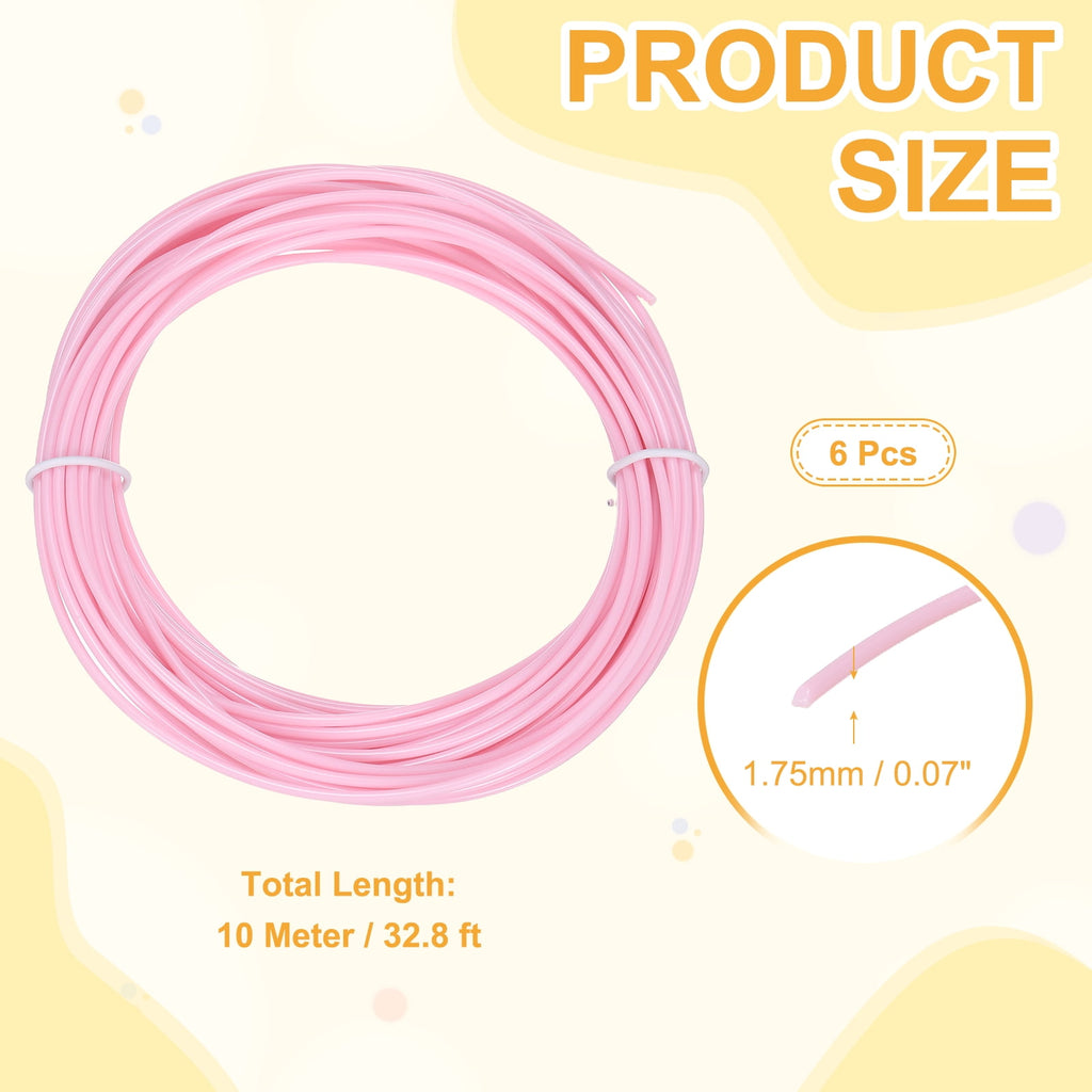 Uxcell 3D Pen Filament 6Pcs 1.75mm Total Length 196.8 Feet Light Pink PLA, 3D Pen Filament Refills Low Warping, for Creating Pictures Printed Model Printing Pen