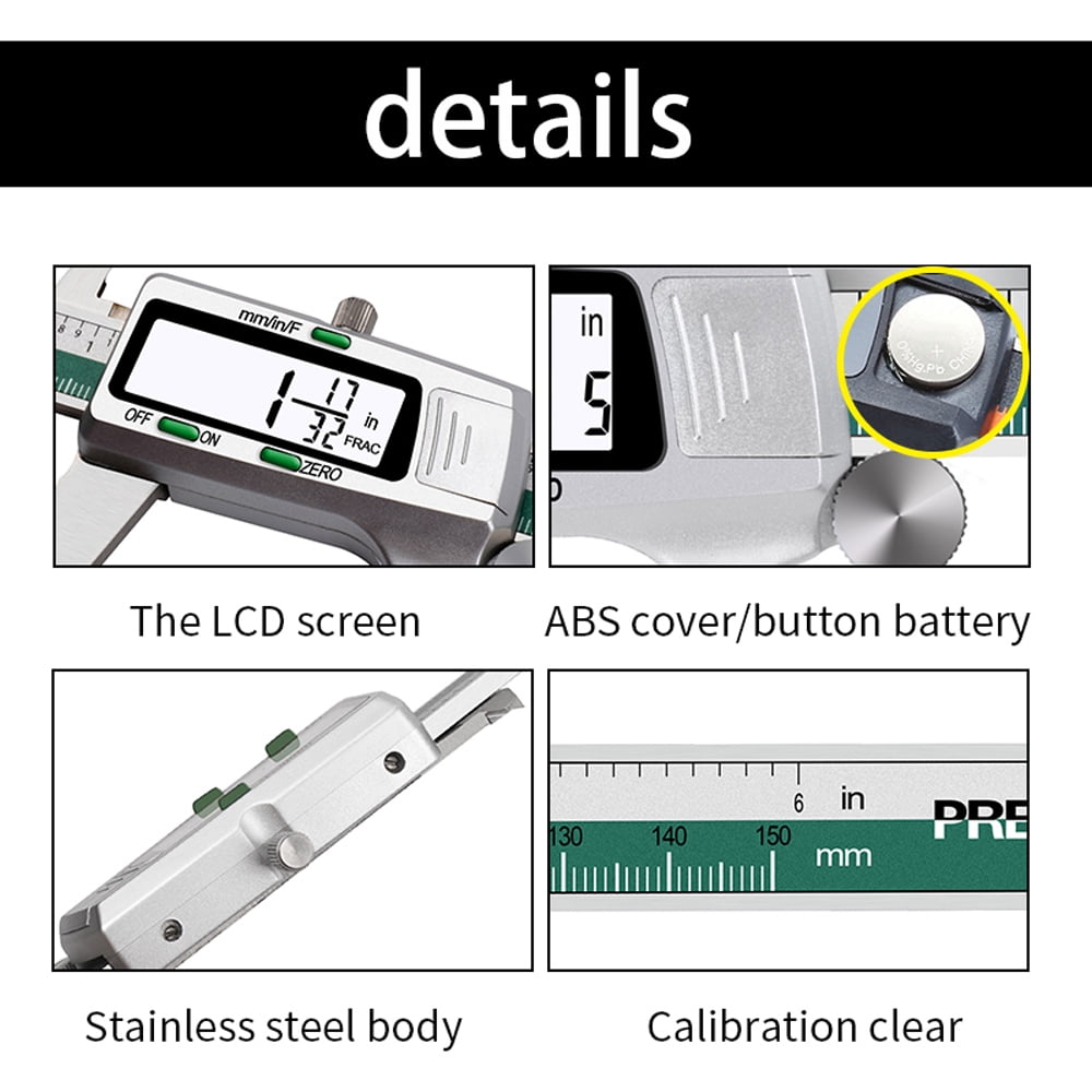 Stainless Steel High Accuracy Electronic LCD Digital Display Slide Caliper Vernier Ruler with Measuring of 0-150mm