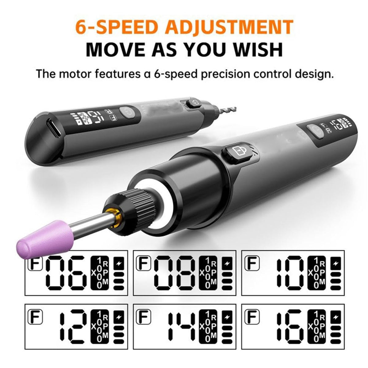 Cordless Rotary Tool Kit With Digital Display, Portable Mini Electric Grinder For Engraving, Polishing And Drilling Projects