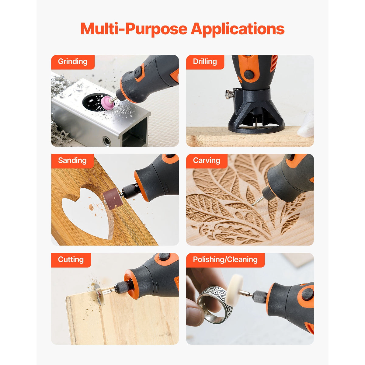 KFFKFF 51-Piece Rotary Tool Kit, 200W Corded Mini Power Tool, 8000-40000RPM Multi-Functional DIY Tool Set with Universal Chuck for Engraving, Sanding, Grinding, Polishing, Cutting, and Craft Projects