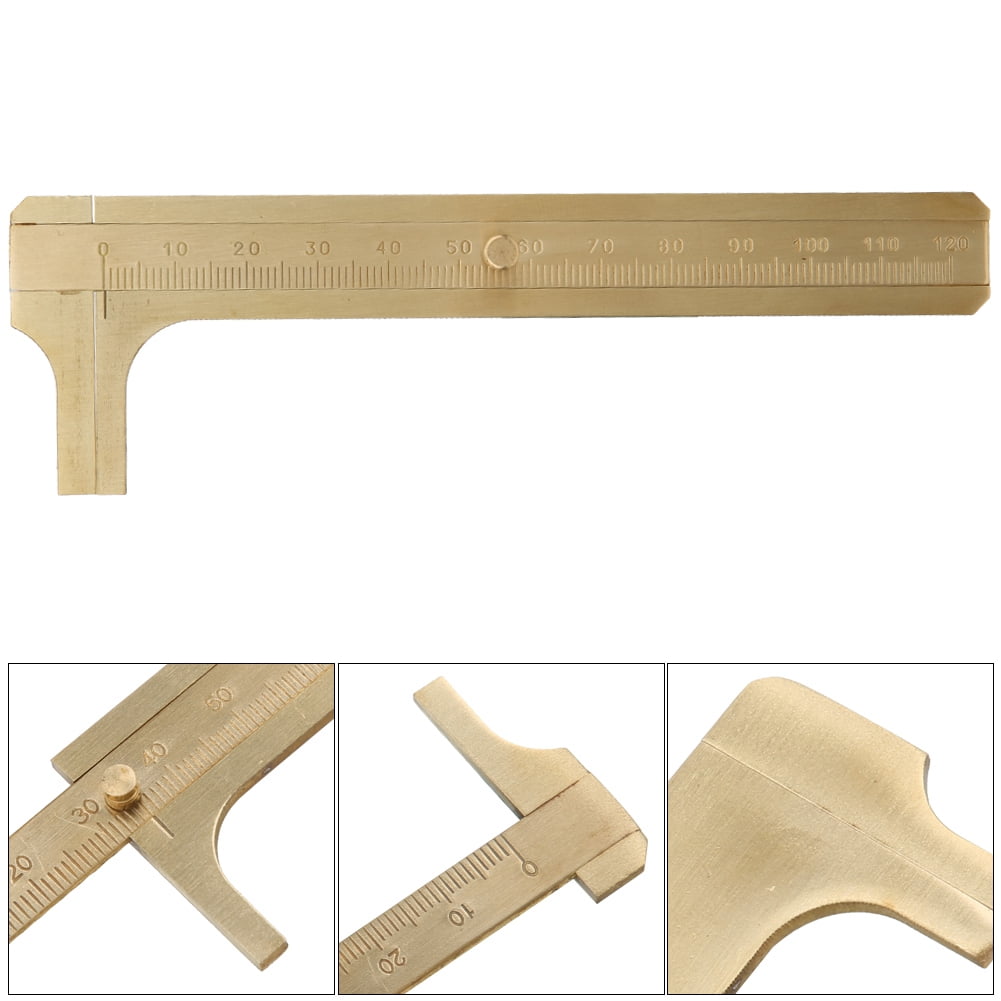 BIMZUC Brass Vernier Caliper 3.94 inches / 10 cm Pocket Measuring Tool for Jewelry Woodworking Crafts and Stones