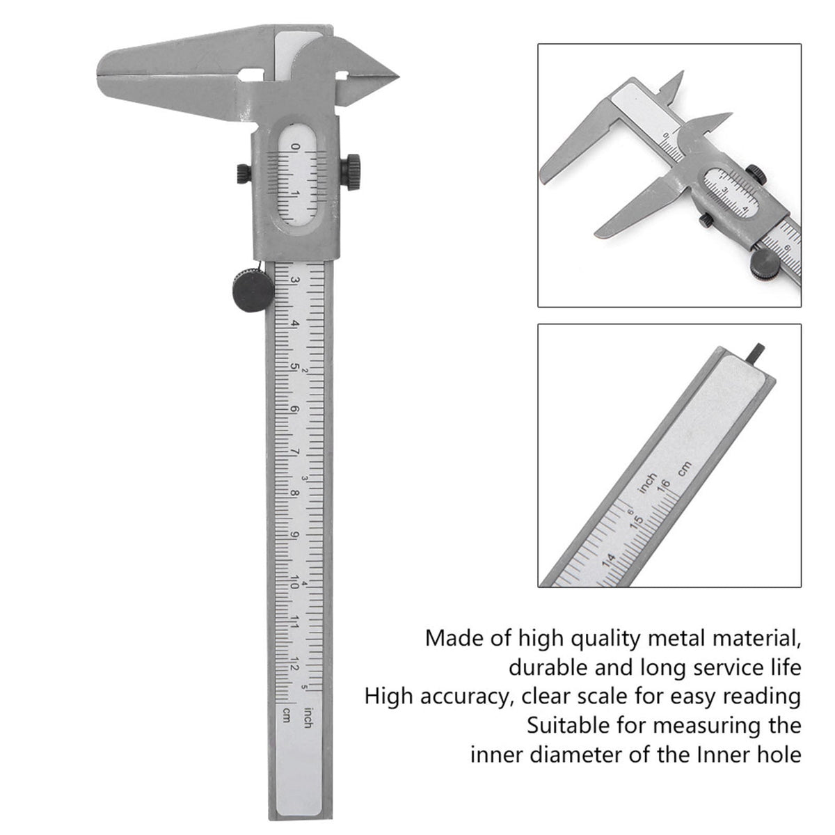 Suodoka High Precision Metal Vernier Caliper Manual Measuring Tool Micrometer Gauge for Woodworking, DIY Projects, and Professional Construction Use, 5 inches / 12.7 cm