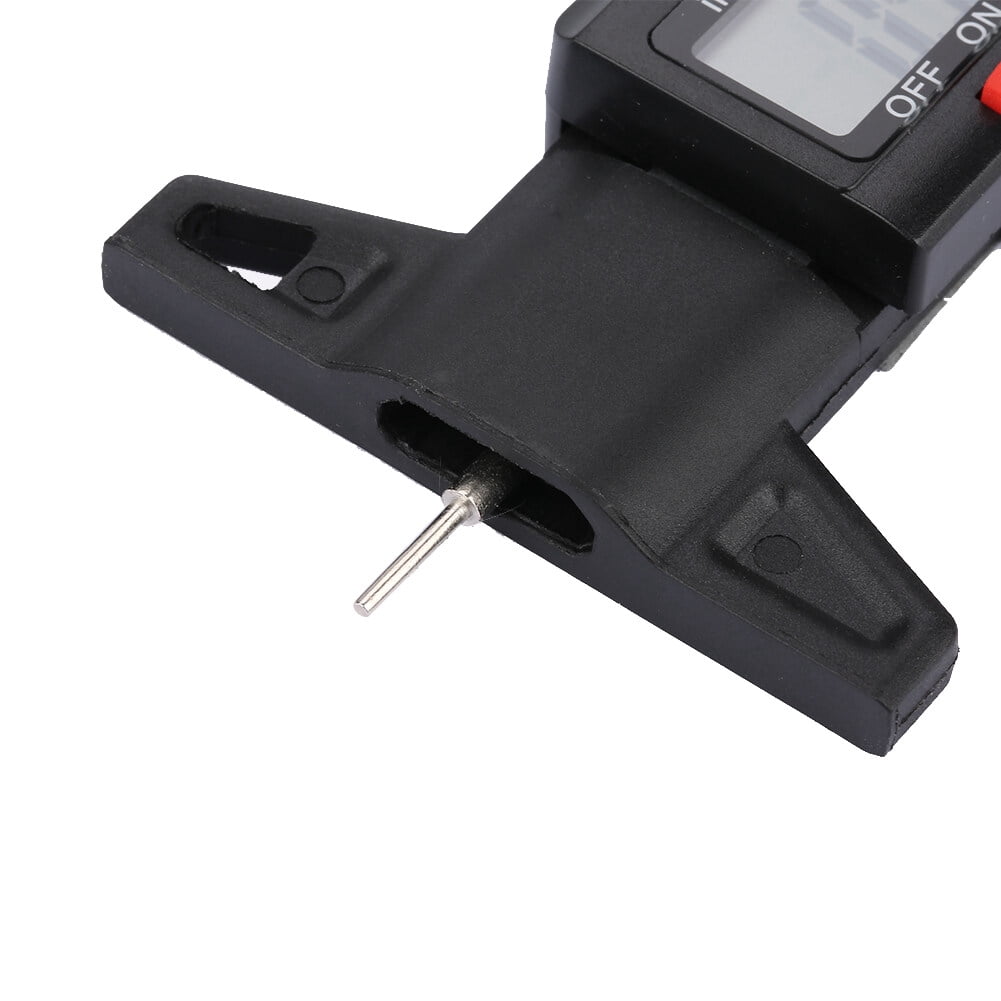 High Precision Digital Tread Depth Gauge and Tire Wear Tester 0-1 inch / 0-25.4 mm Carbon Fiber Brake Shoe Pad Measuring Tool Clear LCD Screen