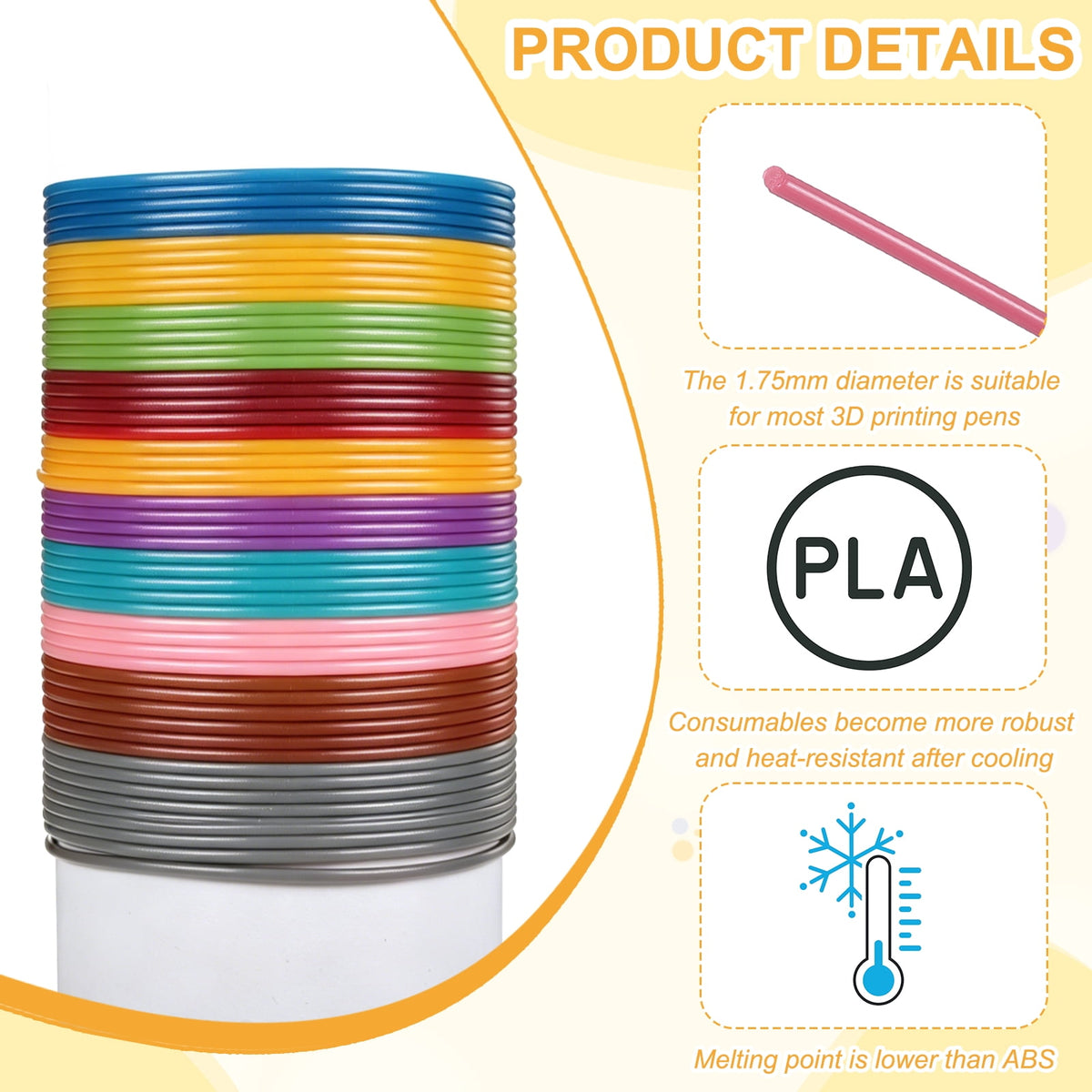 Uxcell 3D Pen Filament 3Pcs 1.75mm Total Length 196.8 Feet Fluorescent Rose PLA, 3D Pen Filament Refills Low Warping, for Creating Pictures Printed Model Printing Pen