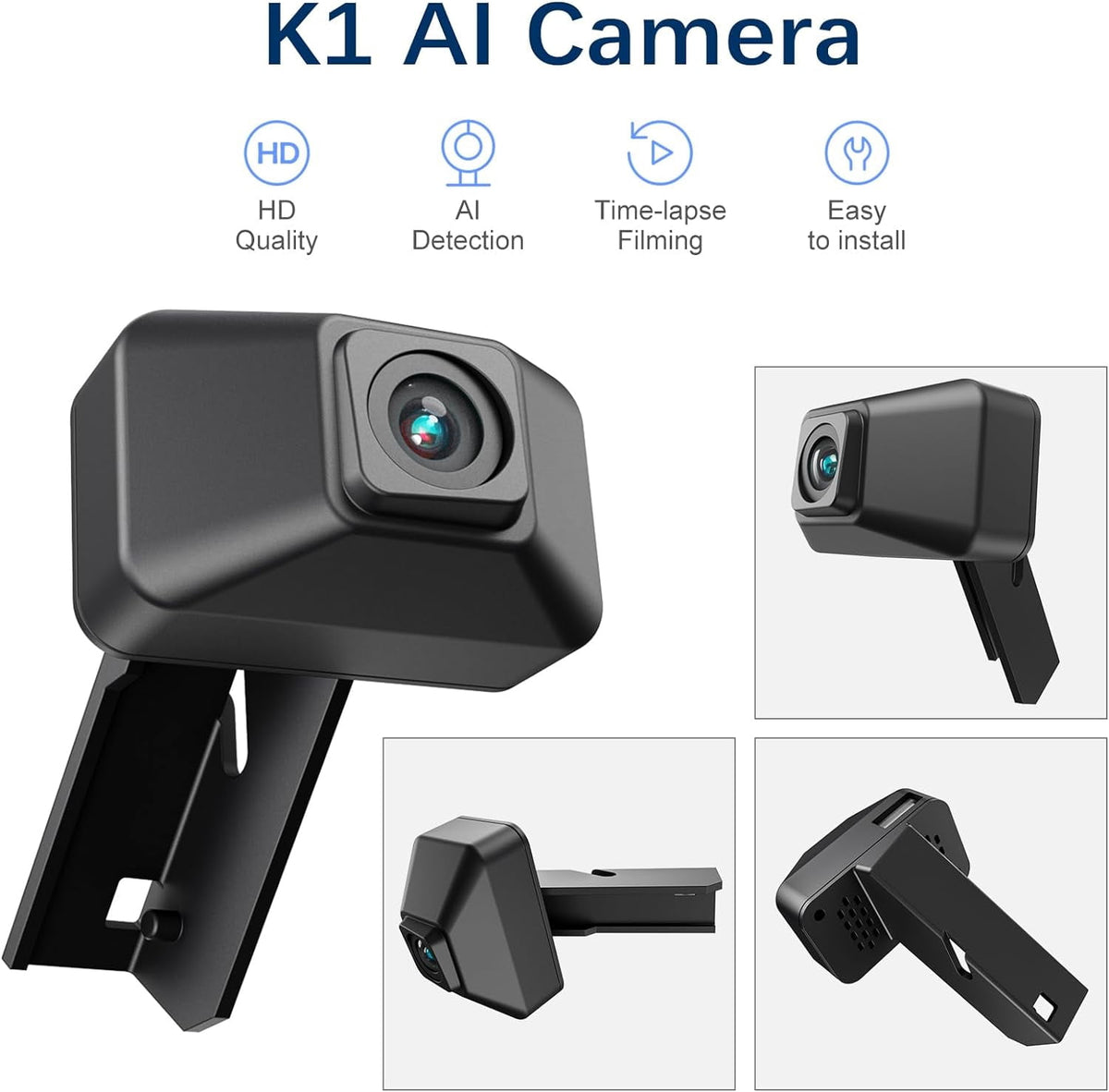 Creality Official K1 AI Camera, HD Quality, AI Detection, Time-Lapse Filming, Real-time Viewing, Easy Install, Keen Watch to Reduce Waste of Filaments, K1/K1 MAX 3D Printer Accessory, Black