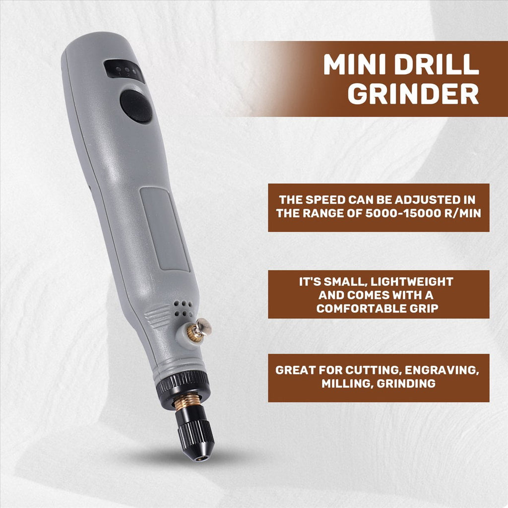 10W Hobby Craft Mini Drill Grinder Rotary Tool Set Modeling Polishing Drilling - Grey