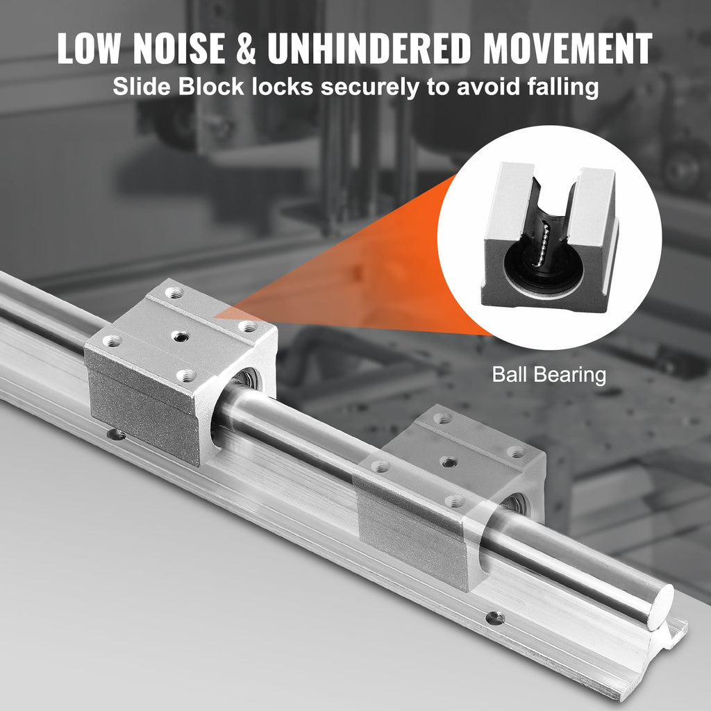 KFFKFF Motion Rail Kit, SBR16 1500mm, Comes with Two 59 in/1500 mm SBR16 Tracks & Four SBR16UU Bearings, Perfect for CNC, Automation Tasks, & Personal Projects