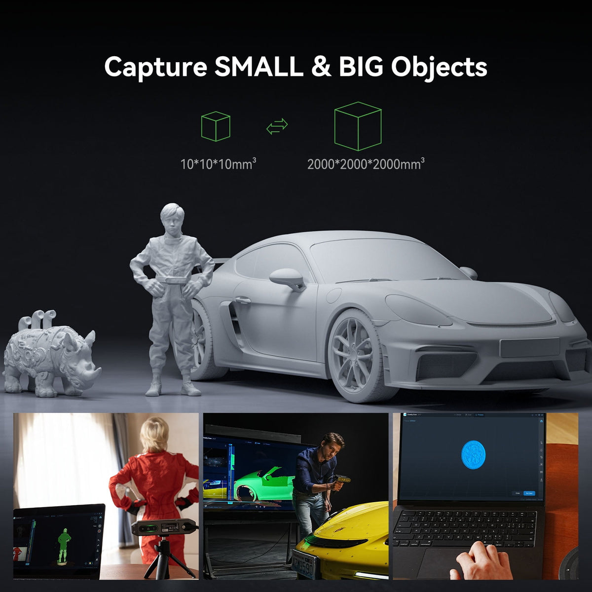 Creality CR-Scan Otter 3D Scanner Kit High Accuracy 0.02mm with 8 LED Infrared Lights 24 Bit Full-Color Scan, Noiseless, Sensitive Operation for Windows/macOS