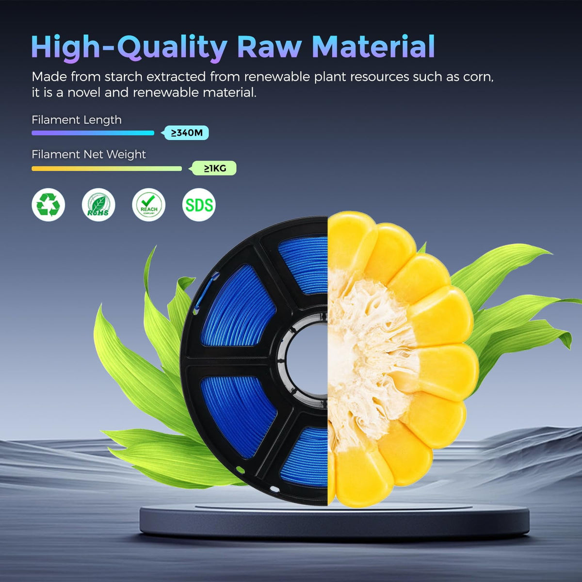 Flashforge PLA Filament 1.75mm, 1KG/2.2lbs PLA 3D Printer Filament, Blue
