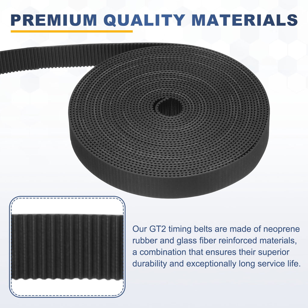 Uxcell Rubber 2GT Timing Belt 15x5000mm 2mm Pitch 1.5mm Thick Black Open Loop Pulley Timing Belt for 3D Printer