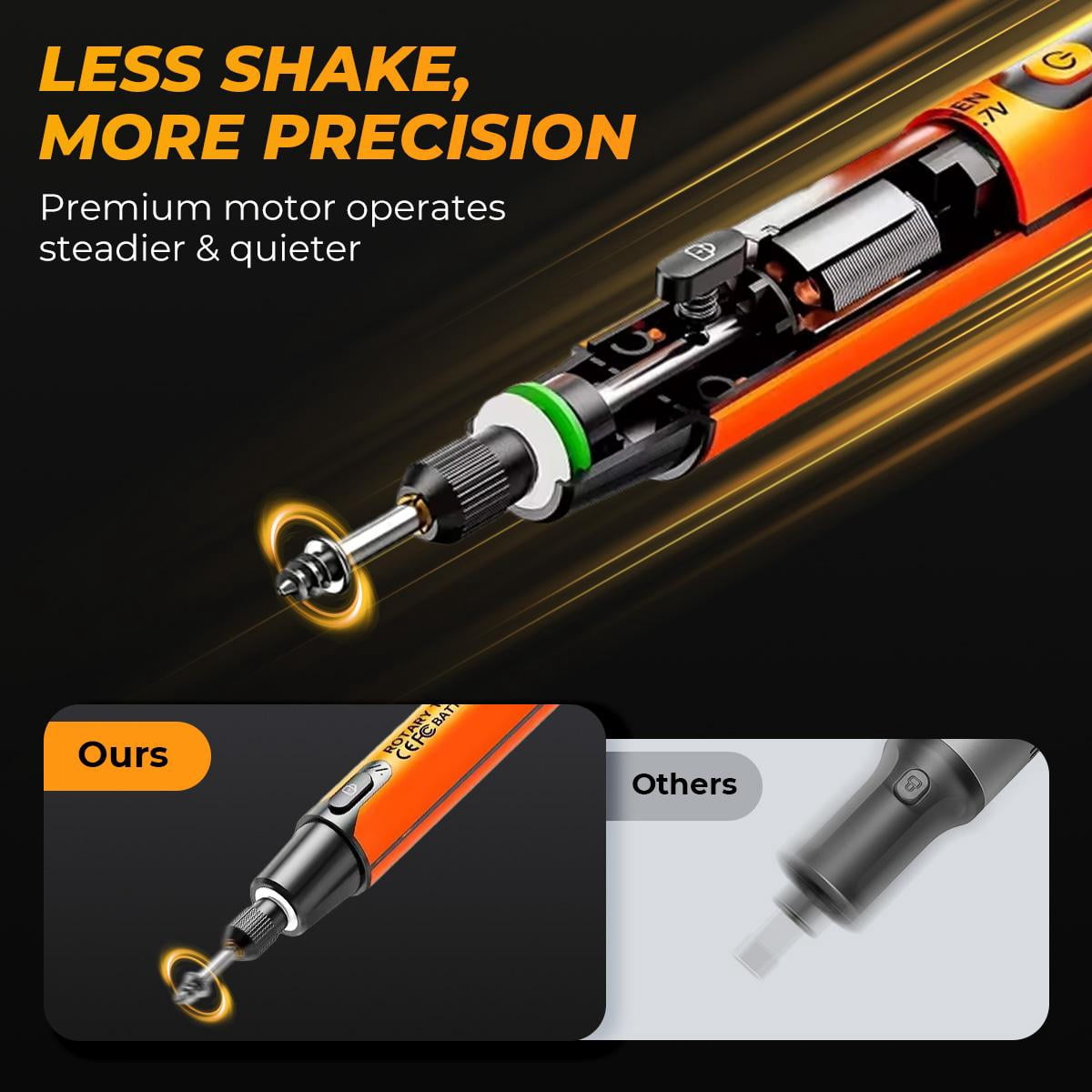 Mini Cordless Rotary Tool, 6-Speed Rotary Tool Kit with 50 Accessories, Multi-Purpose and USB Charging Power Rotary Tool for Engraving, Sanding, Polishing, Drilling, Etching, DIY Crafts,Orange