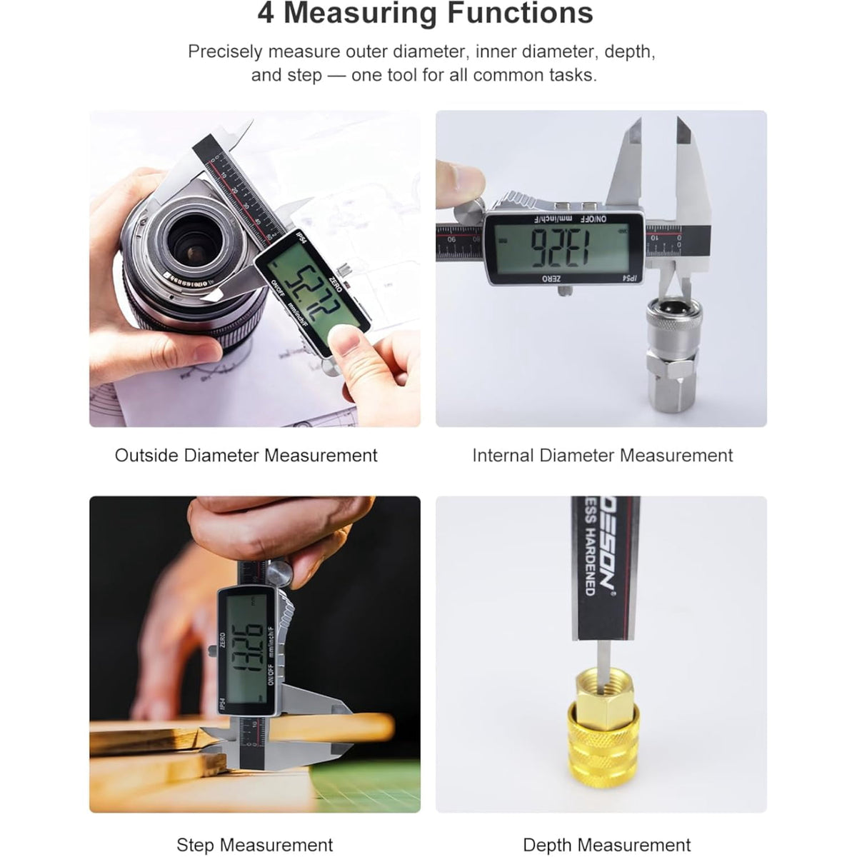 Digital Caliper, Rechargeable Digital Micrometer-IP54 Waterproof, Stainless Steel & Large LCD Screen Caliper Measuring Tool-Inch/Metric/Fraction,6" Calipers-Auto Off for Pros & DIYers