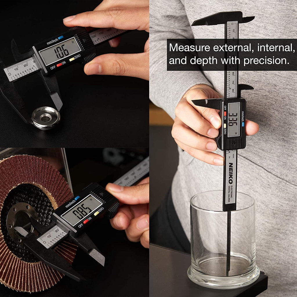NEIKO 01417A 6” Digital Caliper | Electronic Measuring Tool | Range of 0-6”or 0-150mm | Inch and Millimeters | Large LCD Display | External and Internal Measuring Jaw | Zero Setting and Auto Off