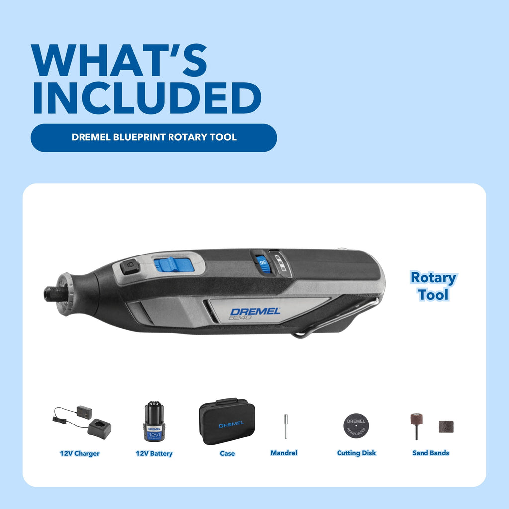 Dremel 8240-5 12V-Cordless Variable Speed Rotary Tool, 2Ah Li-Ion Battery with 5 Accessories, & Dremel Soft Case