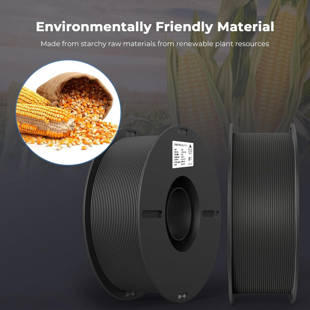 2-Pack Creality 3D Printer Filament, 1.75mm PLA Filament Bundle 2kg for 3D Printing, Ender PLA Filament No-Tangling, Strong Bonding & Overhang Performance, Accuracy +/- 0.02mm, Black & White
