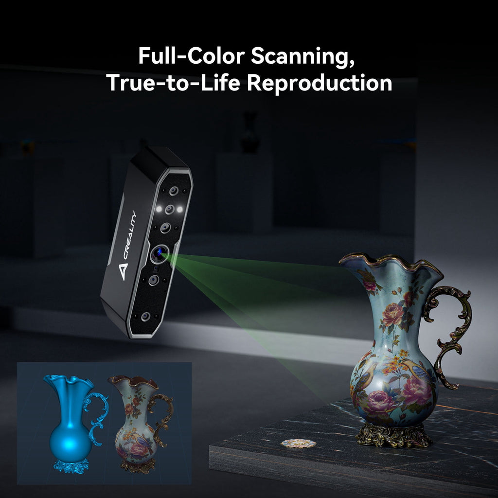 Creality CR-Scan Otter 3D Scanner Kit High Accuracy 0.02mm with 8 LED Infrared Lights 24 Bit Full-Color Scan, Noiseless, Sensitive Operation for Windows/macOS
