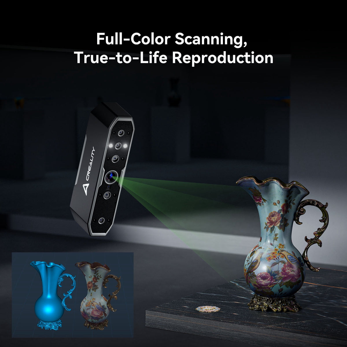 Creality CR-Scan Otter 3D Scanner Kit High Accuracy 0.02mm with 8 LED Infrared Lights 24 Bit Full-Color Scan, Noiseless, Sensitive Operation for Windows/macOS