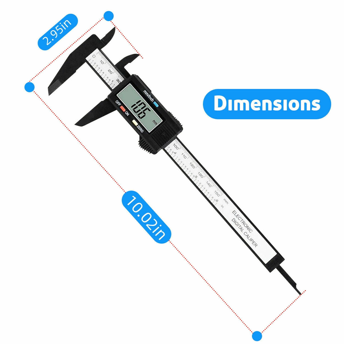 LCD Digital Caliper Electronic Gauge Carbon Fiber Vernier Micrometer Ruler 6inch