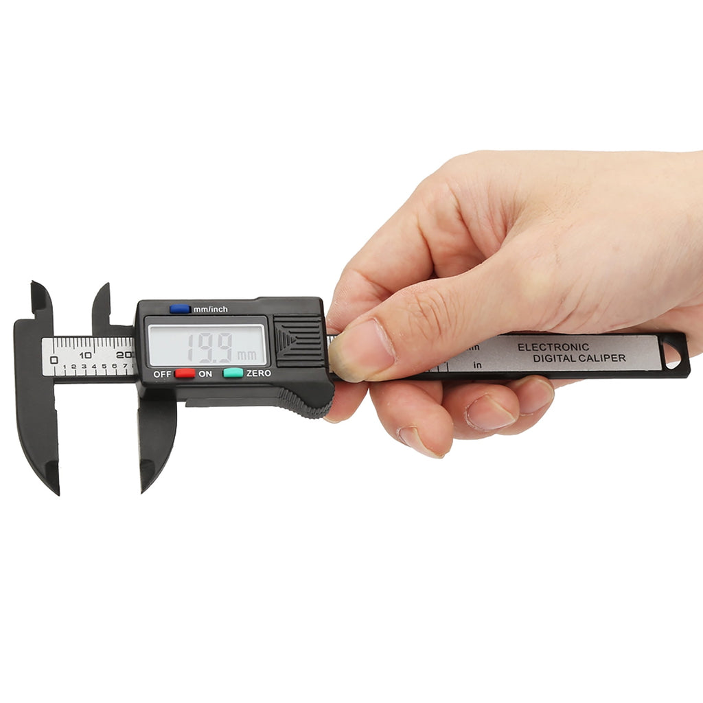 M Buder Practical 100 mm / 4 in Electronic Digital Vernier Caliper Measuring Tool With Large LCD Screen Display, Carbon Fiber Plastic, 0.1mm Resolution, Perfect For DIY & Jewelry (Without Battery)